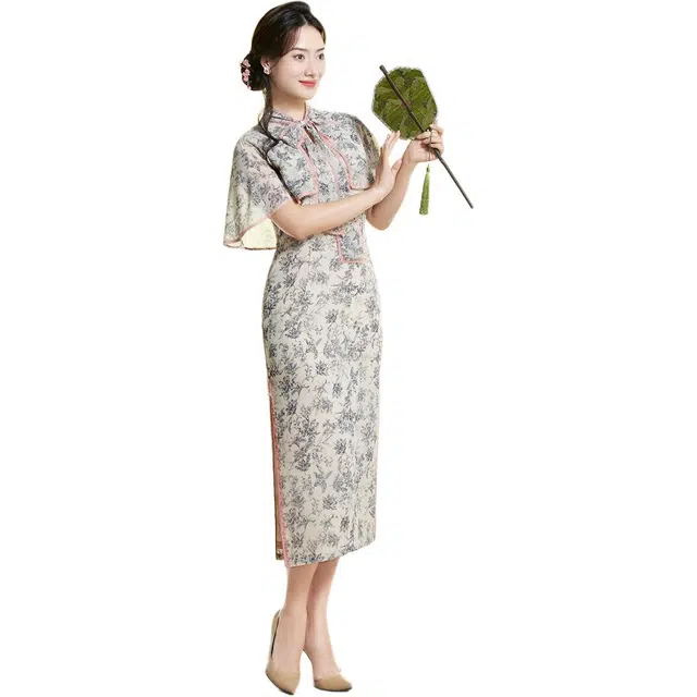 四美子 新中式低开叉礼服旗袍 半浮生