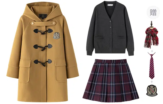 东鲸岁时记 保暖韩系穿搭美拉德雅丹风宽松牛角扣大衣针织开衫舒适半身裙制服 女款