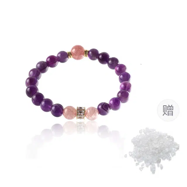 克兰茜 紫气东来 紫域莓香转运圆珠串 新中式国潮小众轻奢设计高级感 日常通勤精致百搭能量水逆退散 精美礼盒好运 紫水晶 手串 女款