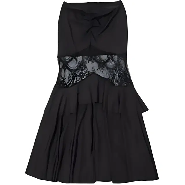 哒头下雨不愁 个性设计哥特少女暗黑风性感镂空透视半身裙女修身显腿长百搭休闲长裙 女款 黑色