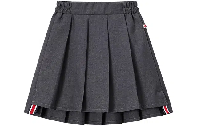 梦特娇 童装 纯色不规则百褶半身裙 女童 深灰