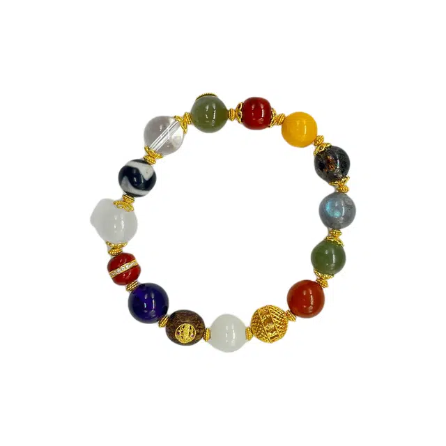 迈奇的礼物 好运自然女神恋爱敦煌浓彩新中式国潮复古多宝串天然 白水晶 手串 女款