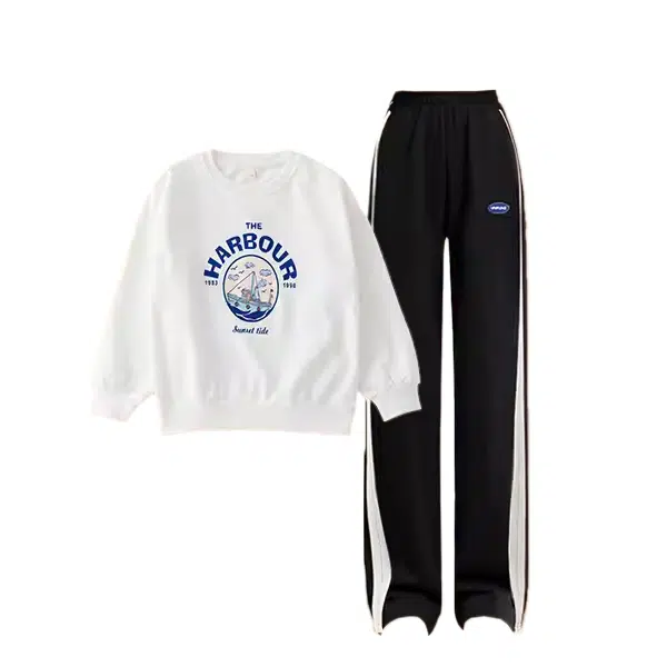 憨憨象 舒适透气柔软卫衣简约时尚长裤休闲运动套装青少年