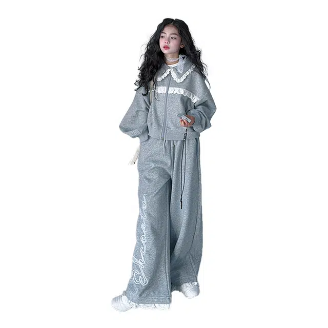 俞兆林休闲运动套装 蕾丝花边洋气简约 儿童款