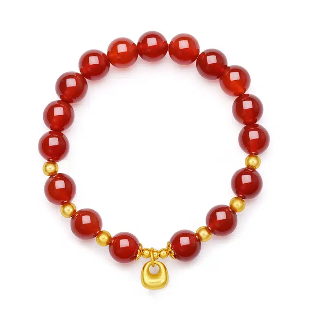 翠雅金楼 代代有福 新中式国潮 招财进宝有钱花福袋手饰 精致轻奢经典复古转运珠 玛瑙 手串 女款