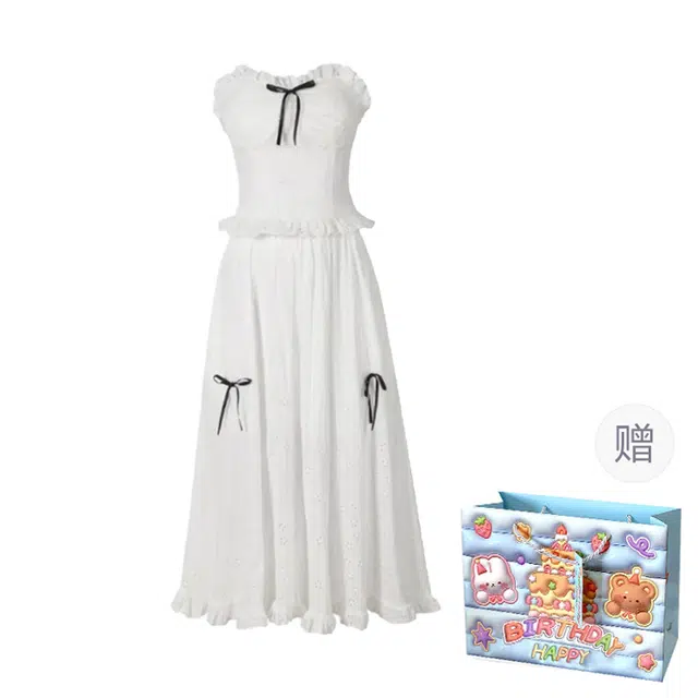 轻迎 时尚舒适无袖上衣气质百搭裙子裙装套装 女款 白色