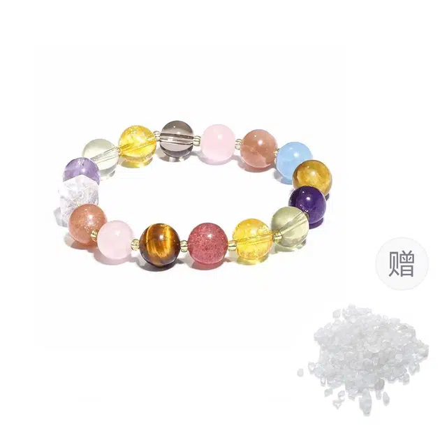 克兰茜 七彩多福 多宝转运圆珠串 夏日多巴胺配色小众简约高级设计 诸事顺遂日常通勤精致百搭能量 精美礼盒好运 多色水晶 手串 女款