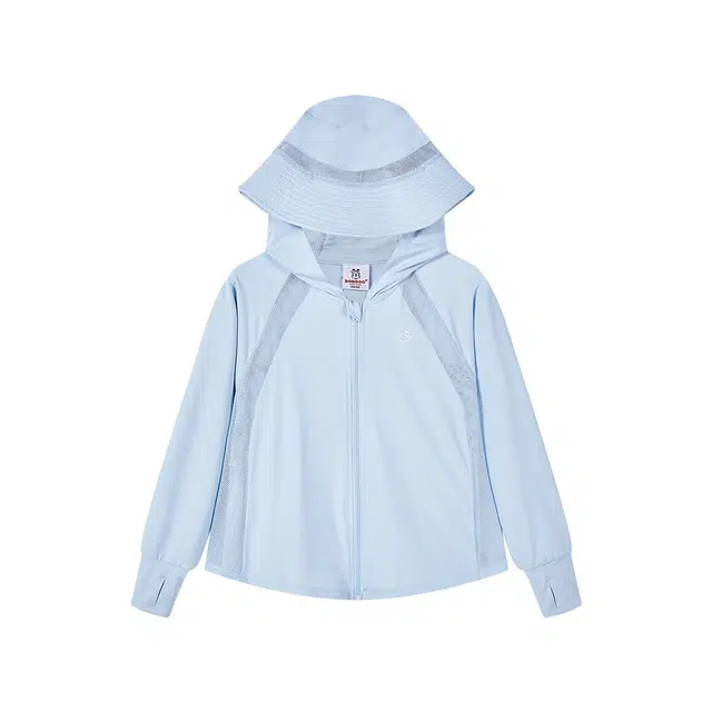 儿童款 巴布豆 拼接连帽舒适柔软轻盈透气防晒服