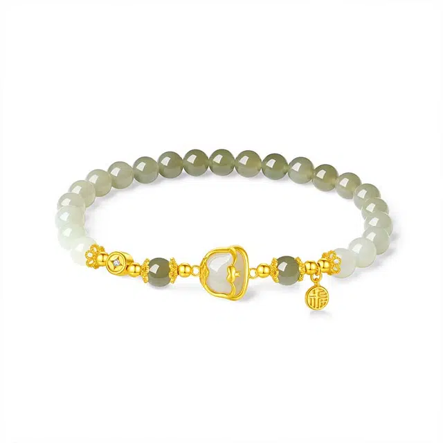 【灵蛇衔财】 潮宏基 铜钱蛇 新中式国风 轻奢小众高级设计感 精致优雅有质感 年轻时尚潮流 简约百搭天然 玉髓 手串 女款