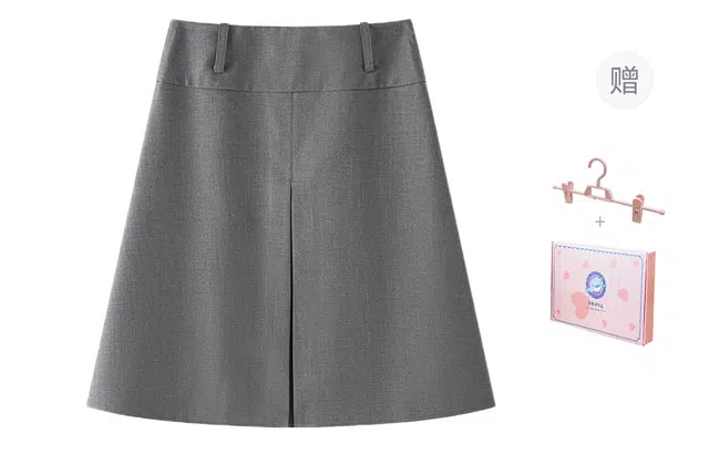 东鲸岁时记 学院风中腰纯色修身简约舒适通勤休闲长裙 女款 灰色