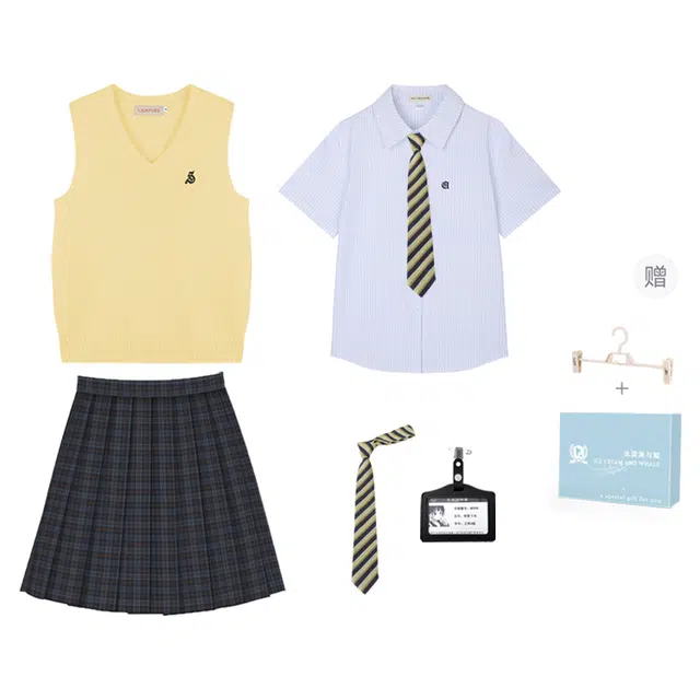 冰淇淋与鲸 百搭气质无袖上衣舒适时尚短裙制服 女款