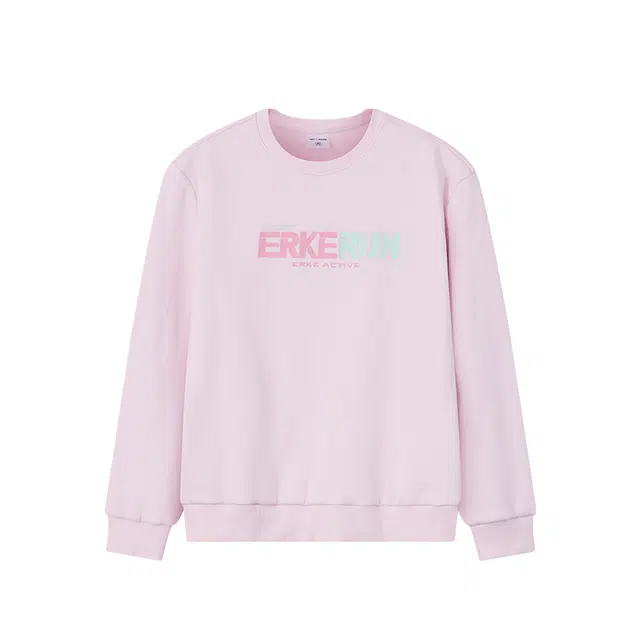 鸿星尔克 美式字母圆领舒适透气休闲卫衣 薰衣草紫 青少年