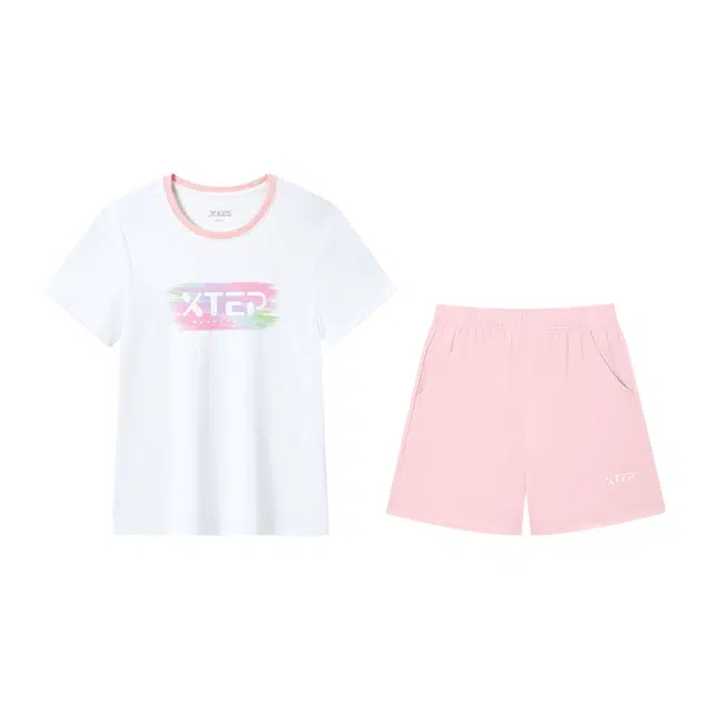 特步休闲运动套装 时尚舒适百搭简约短袖 儿童款