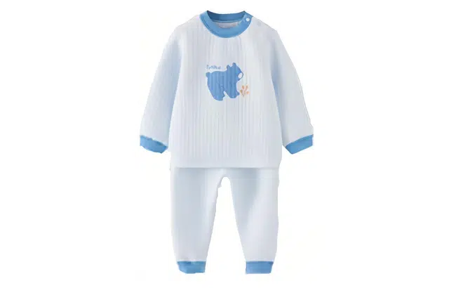 童泰 童装 肩开扣上衣撞色束口下装保暖套装 男童女童