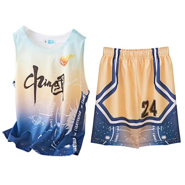 十月妈咪 无袖轻薄渐变背心上衣松紧腰短裤球衣休闲运动套装 儿童款