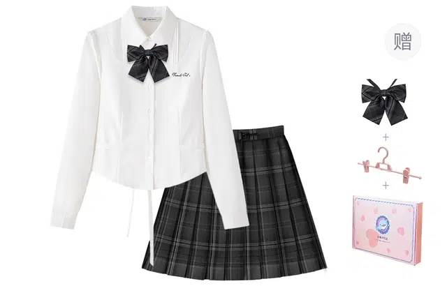 东鲸岁时记 学院风千金风长袖衬衫简约气质百褶裙制服 女款 礼盒装