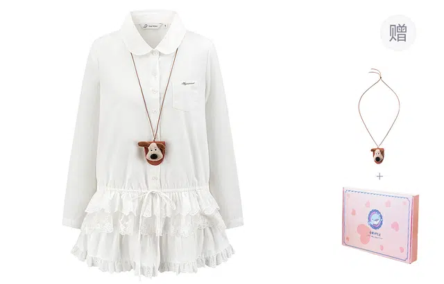 东鲸岁时记 蕾丝连衣裙小个子海边度假裙装套装 女款 礼盒装 白