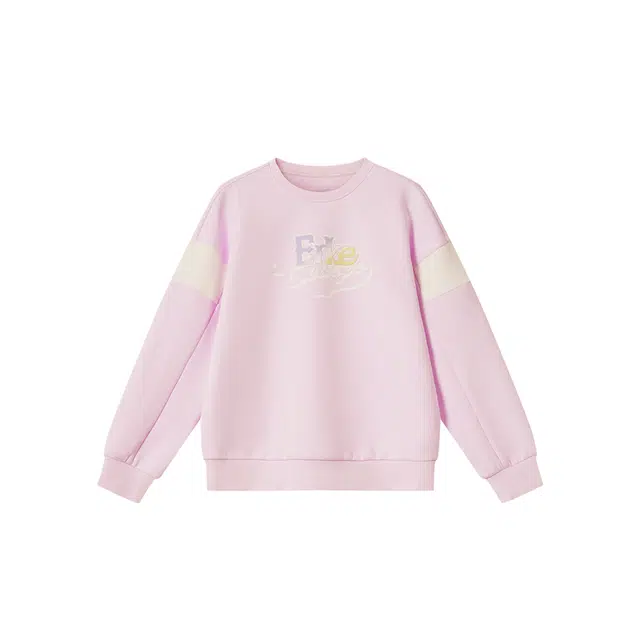 鸿星尔克儿童 休闲舒适圆领套头卫衣 薰衣草紫青少年