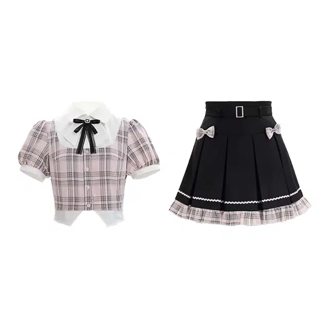 敲模女孩 学院风韩系少女可爱甜妹制服裙装套装 女款 粉色