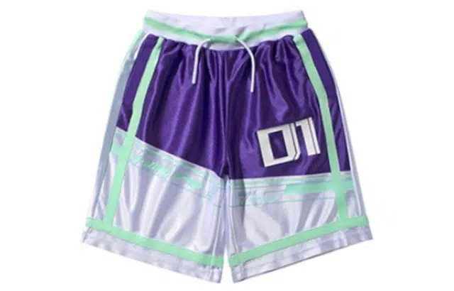 李宁 童装 运动生活系列 撞色字母中腰直筒五分短裤 男童 亮莲紫