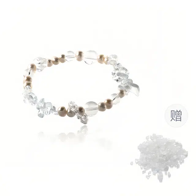 克兰茜 能量净化 碎冰冰转运圆珠串 纯净透明简约小众高级感设计 日常通勤精致百搭缓解焦虑增强自信 精美礼盒好运 白水晶 手串 女款