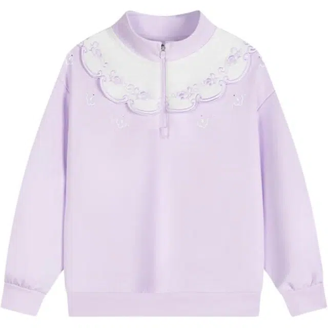 安踏儿童 半开领亲肤舒适针织运动卫衣 口袋紫中小童