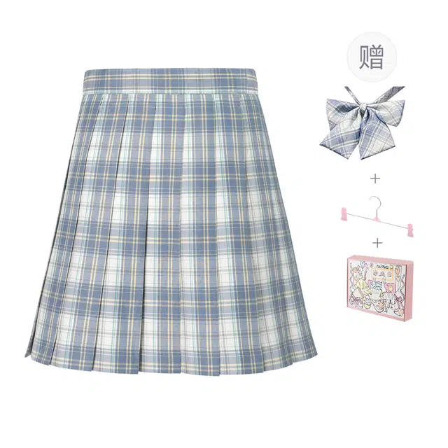 日暮星河 学院风百褶格纹制服 女款 白溟