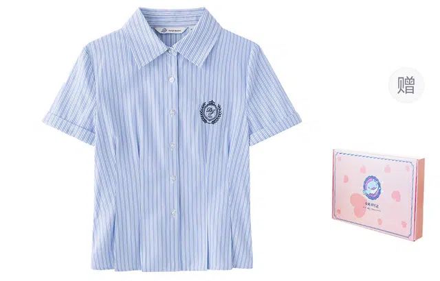 东鲸岁时记 学院风徽章衬衫短袖制服 女款 礼盒装 蓝色