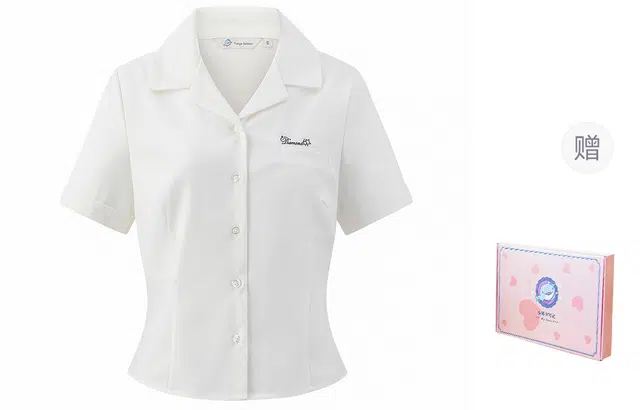 东鲸岁时记 漂亮收腰显瘦短袖衬衫制服 女款 礼盒装 收腰西装领短袖衬衫