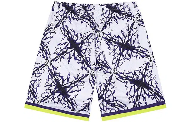 李宁 童装 篮球系列 满印字母中腰直筒休闲短裤 男童 紫白爆裂纹