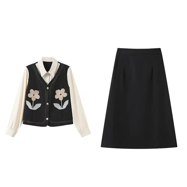 古莲菲 时尚百搭上衣宽松气质长裙裙装套装 女款