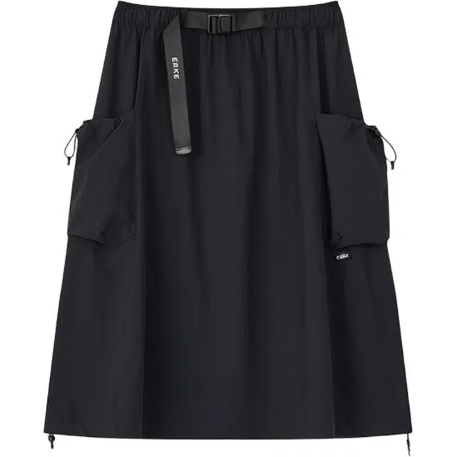 鸿星尔克 综训系列 纯色中腰透气百搭直筒休闲长裙 女款 正黑