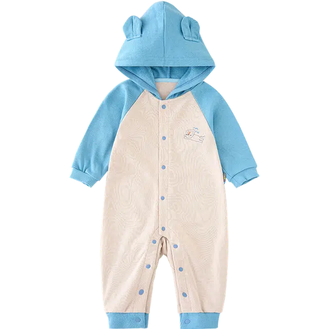 童泰婴儿连体衣春秋宝宝衣服儿童家居服连帽哈衣爬服休闲外出秋装