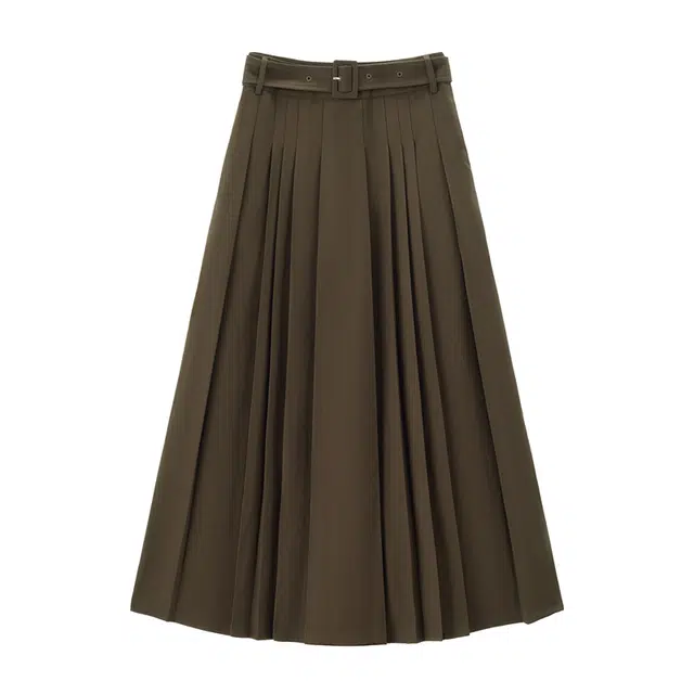 佐丹奴 磨毛垂感日字扣腰带梭织舒适休闲长裙 女款