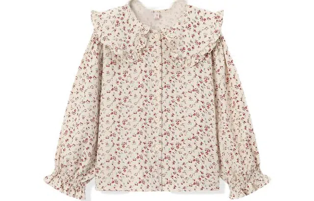 梦特娇 童装 宽松碎花长袖衬衫 女童 碎花