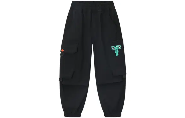 梦特娇 童装 纯色梭织耐磨口袋工装休闲裤 男童 黑色