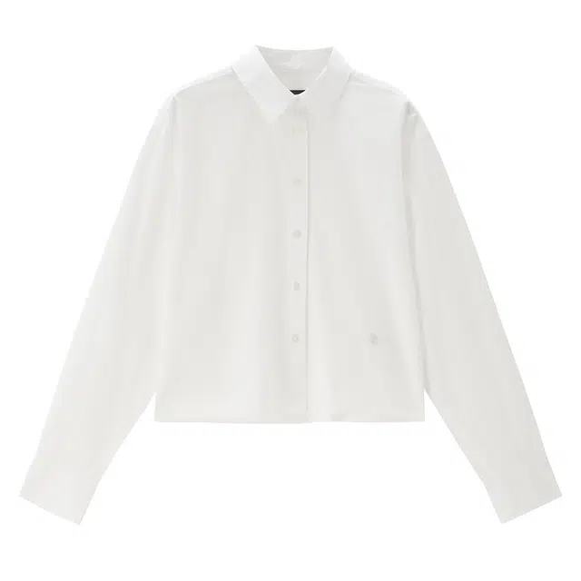 佐丹奴 韩国款纯棉刺绣短款梭织休闲长袖衬衫 女款