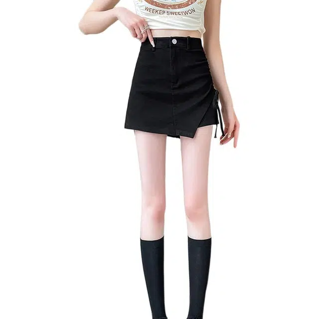 思蓓儿 辣妹显瘦高腰包臀休闲短裙 女款 黑色