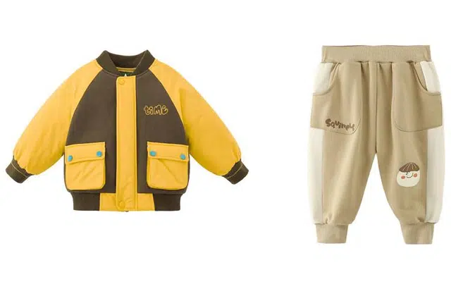 啊咪啦 童装 针织拼接运动保暖棒球服纯色拼接束脚宽松休闲运动套装 男童