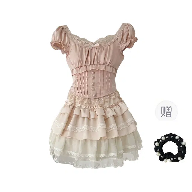 雾闪闪 简约舒适时尚休闲短袖百搭裙装套装 女款