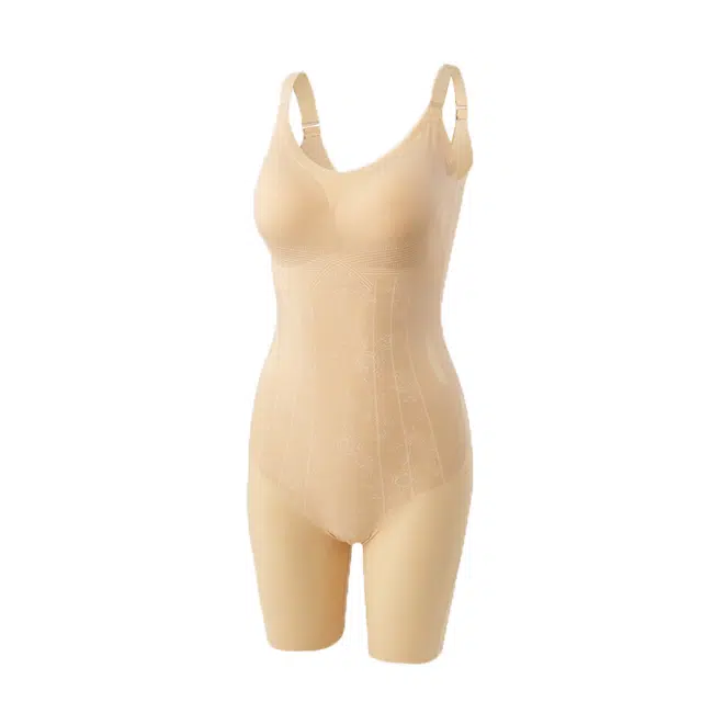 俏佳人 超薄无痕透气平角美体瘦身液态带胸垫提臀收腹塑身连体衣 女款