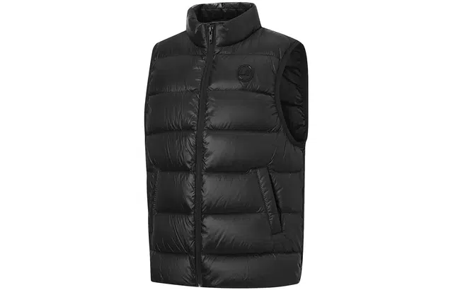 李宁儿童 经典系列 纯色拉链立领无袖羽绒马甲 儿童款 黑色