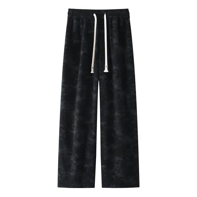 哲源 美式高街复古基础款设计满印扎染脏脏裤百搭潮流纯色百搭中腰宽松直筒垂感系带通勤长裤百搭休闲裤 男女同款