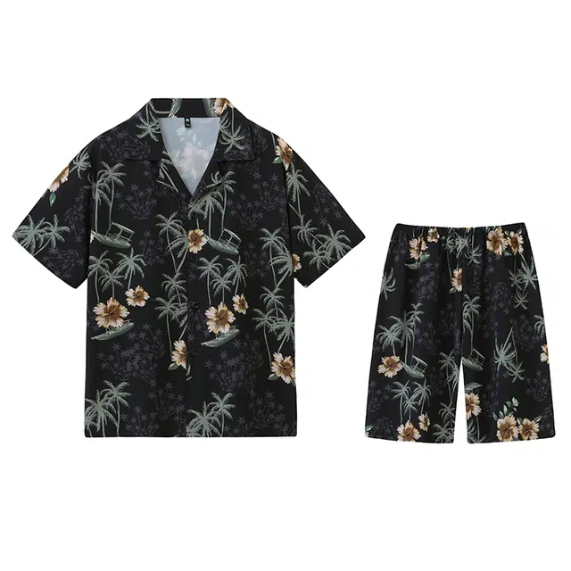 好福份 冰丝薄款短袖可外穿高级感家居服睡衣套装 男款