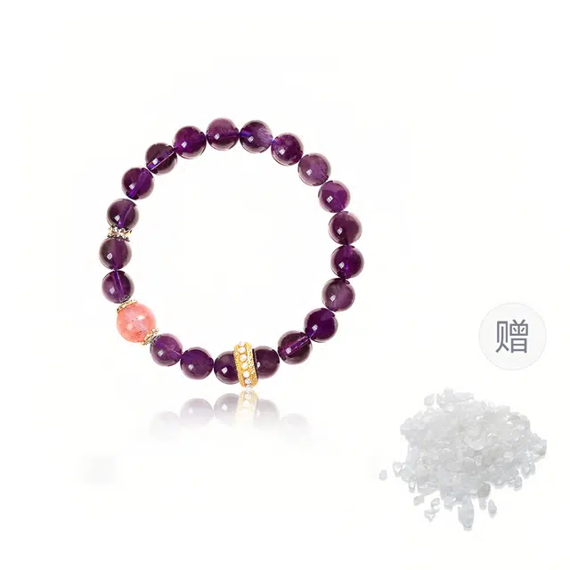 克兰茜 招财纳福 金粉紫宸转运圆珠串 新中式八方来财能量小众轻奢设计高级感 日常精致百搭旺事业 精美礼盒 好运 紫水晶 手串 女款