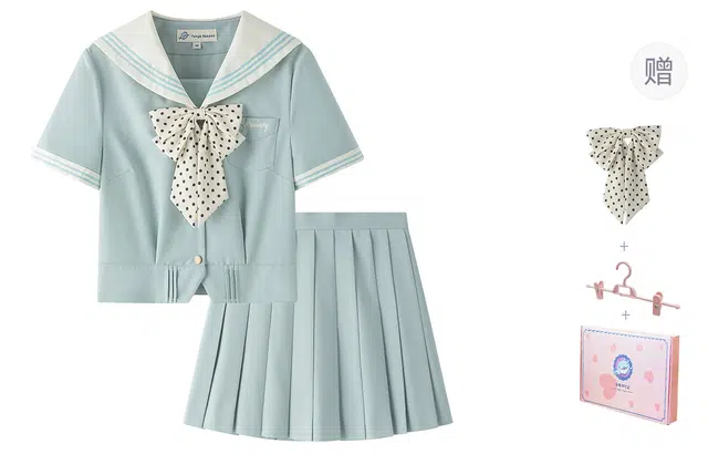 东鲸岁时记 学院风海军领短袖上衣通勤舒适半身裙制服 女款 薄荷绿