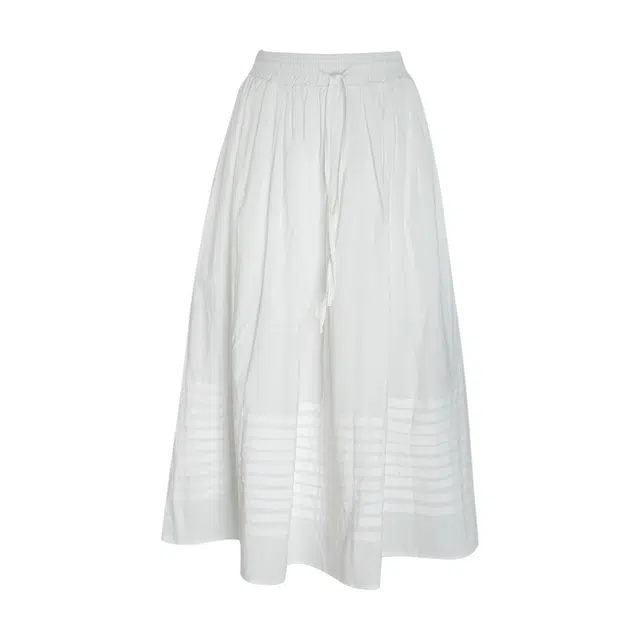 小小拉 高腰薄款简约舒适通勤纯色休闲长裙 女款 白色