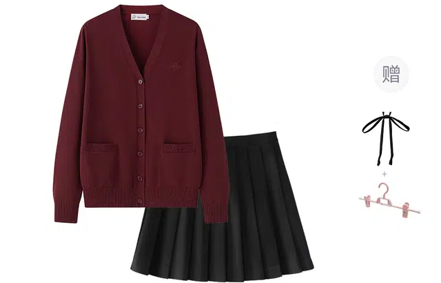 东鲸岁时记 一整套穿搭小个子温柔复古松弛感学院风开衫上衣经典格子百褶短裙制服 女款