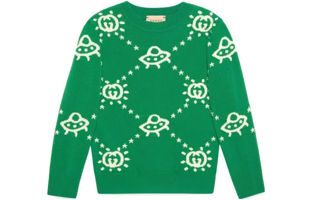 GUCCI FW23 Logo Knit Sweater Green