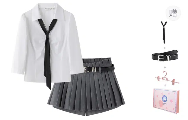 东鲸岁时记 舒适百搭休闲长袖衬衫简约气质纯色短裙制服 女款